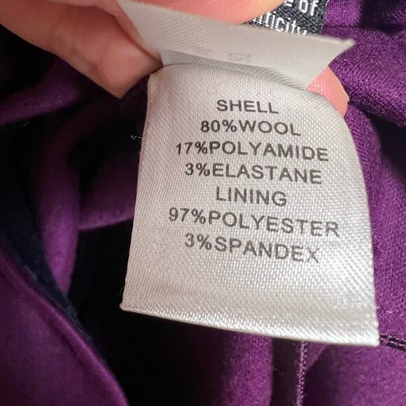 Diane Von Furstenberg Purple Wool Blend Cap Sleeve Mini A-Line Dress Size 8 - Picture 8 of 8